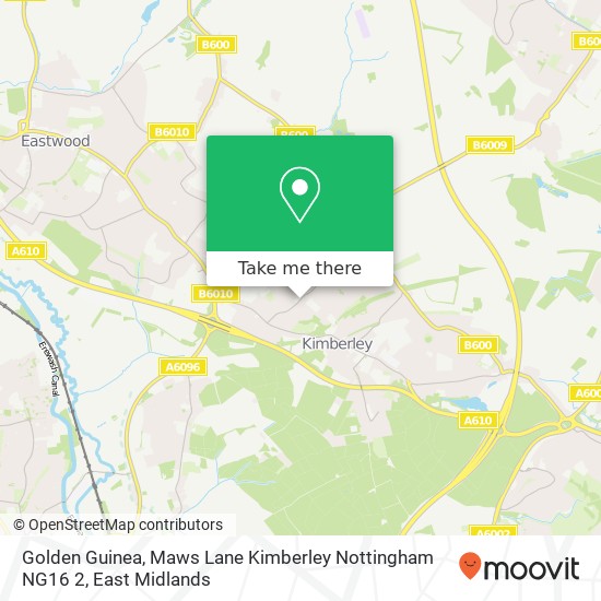 Golden Guinea, Maws Lane Kimberley Nottingham NG16 2 map