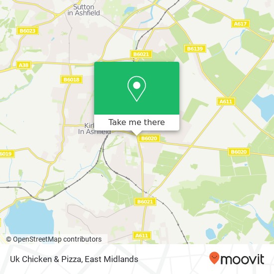 Uk Chicken & Pizza, 12 Kingsway Kirkby in Ashfield Nottingham NG17 7 map