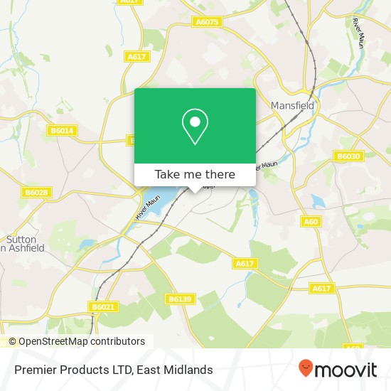 Premier Products LTD, Kings Mill Way Mansfield Mansfield NG18 5 map