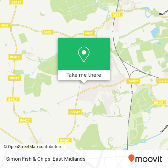 Simon Fish & Chips, 8 Hawthorne Avenue Shirebrook Mansfield NG20 8NT map