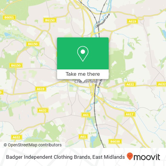 Badger Independent Clothing Brands, Chesterfield Chesterfield S40 1 map