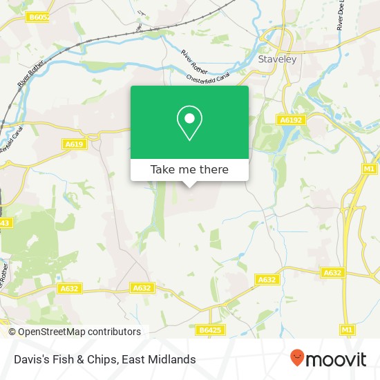 Davis's Fish & Chips, 62 Curbar Curve Staveley Chesterfield S43 3 map