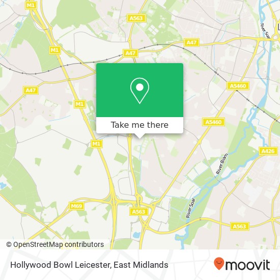Hollywood Bowl Leicester map