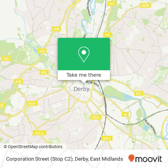 Corporation Street (Stop C2), Derby map