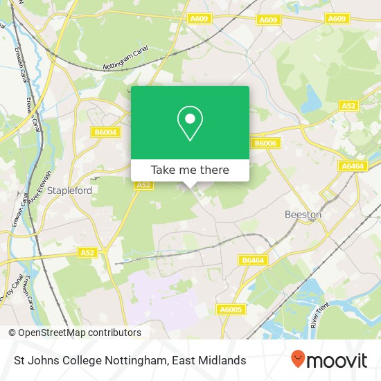 St Johns College Nottingham map