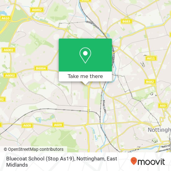 Bluecoat School (Stop As19), Nottingham map