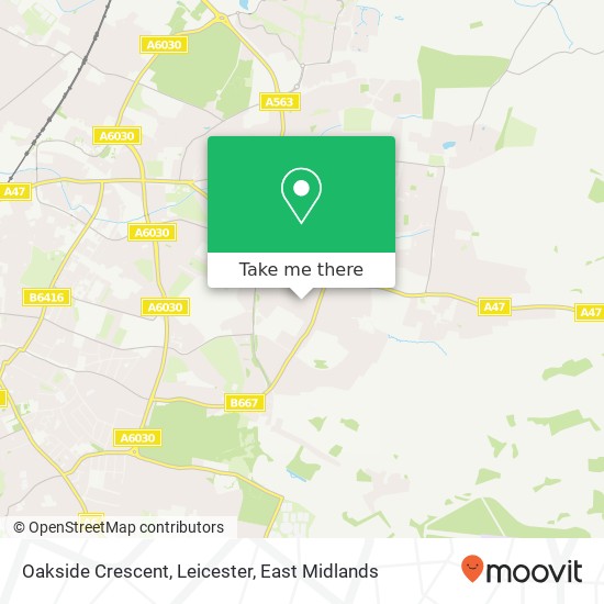 Oakside Crescent, Leicester map