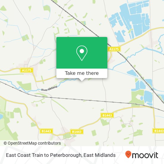 East Coast Train to Peterborough map