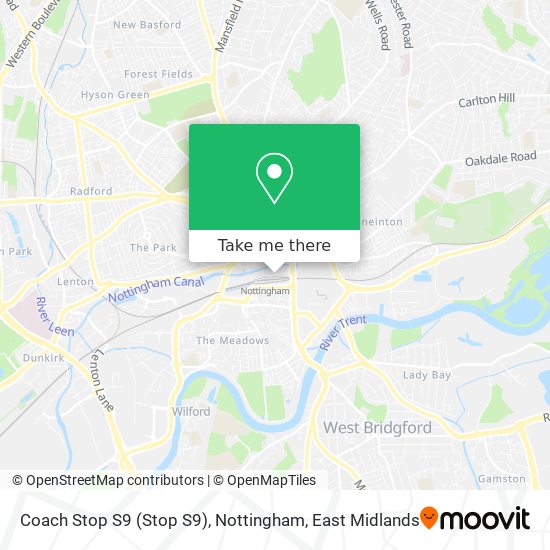 Coach Stop S9 (Stop S9), Nottingham map