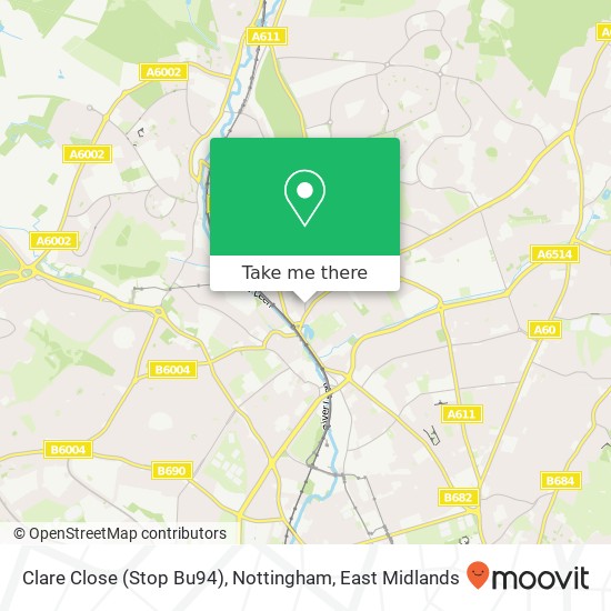 Clare Close (Stop Bu94), Nottingham map