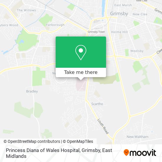 Princess Diana of Wales Hospital, Grimsby map