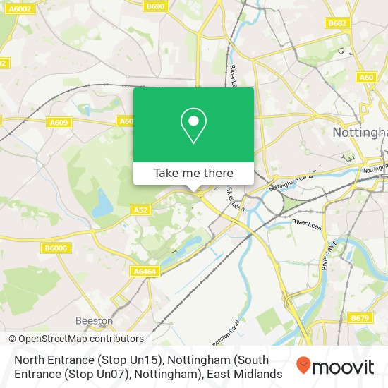 North Entrance (Stop Un15), Nottingham (South Entrance (Stop Un07), Nottingham) map