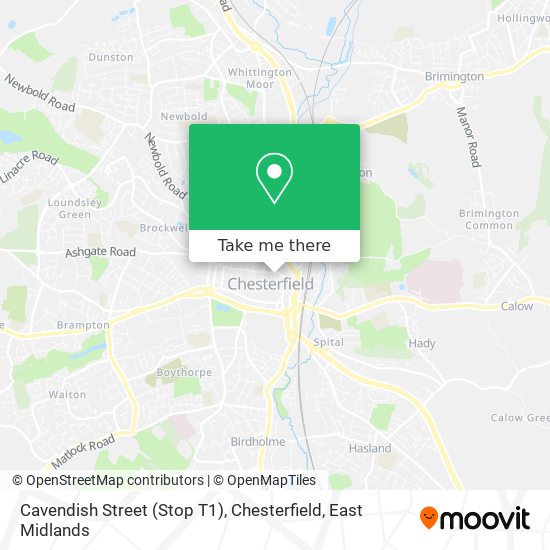 Cavendish Street (Stop T1), Chesterfield map