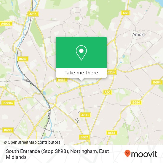 South Entrance (Stop Sh98), Nottingham map