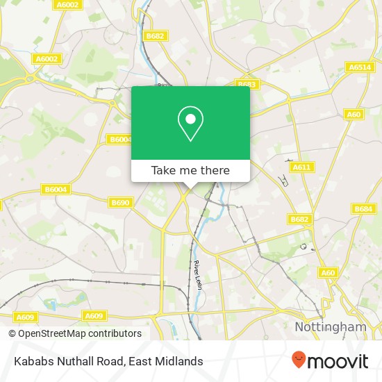 Kababs Nuthall Road map