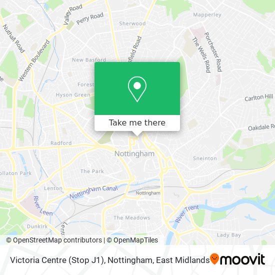 Victoria Centre (Stop J1), Nottingham map