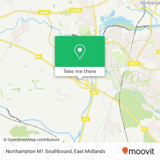 Northampton M1 Southbound map