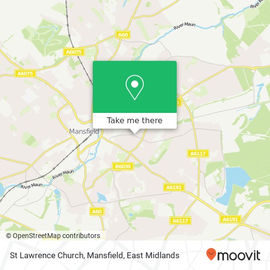 St Lawrence Church, Mansfield map