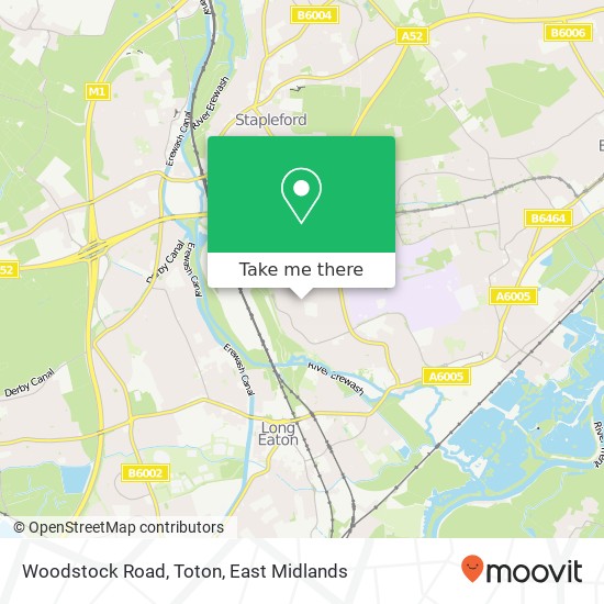 Woodstock Road, Toton map