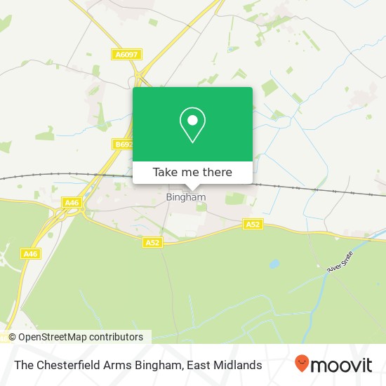 The Chesterfield Arms Bingham map