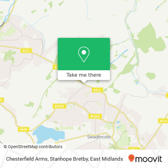 Chesterfield Arms, Stanhope Bretby map