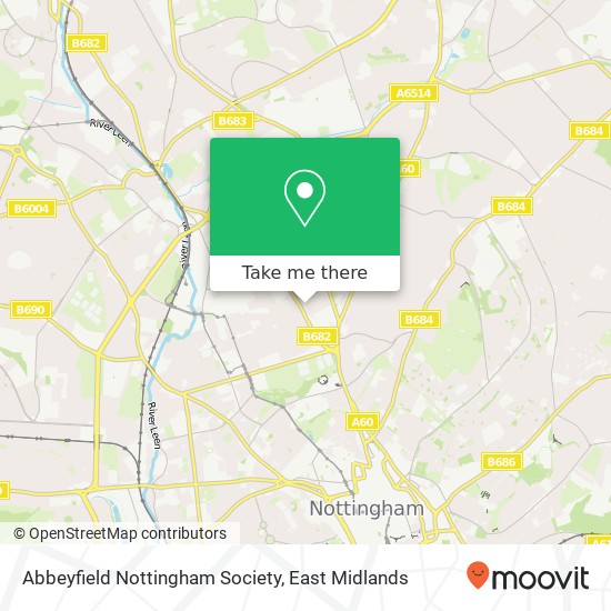 Abbeyfield Nottingham Society map