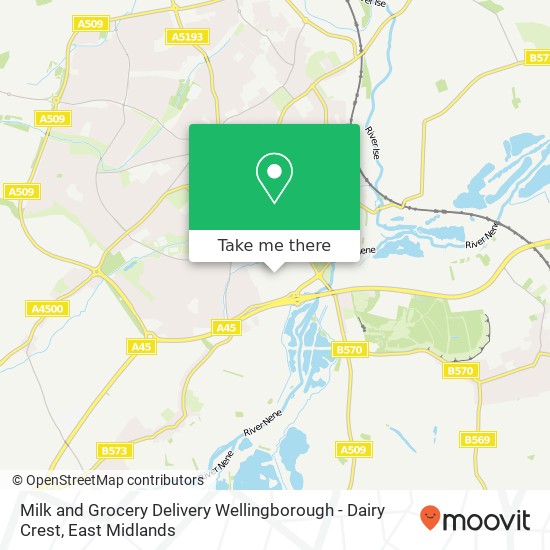 Milk and Grocery Delivery Wellingborough - Dairy Crest map
