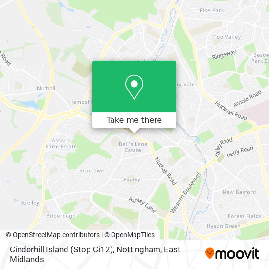 Cinderhill Island (Stop Ci12), Nottingham map