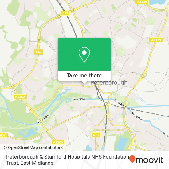 Peterborough & Stamford Hospitals NHS Foundation Trust map