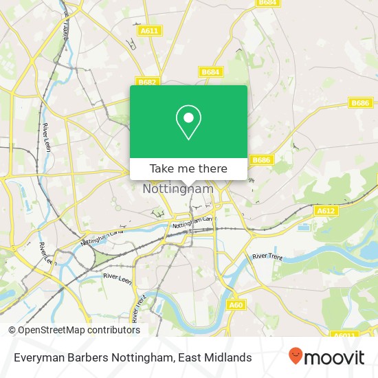Everyman Barbers Nottingham map