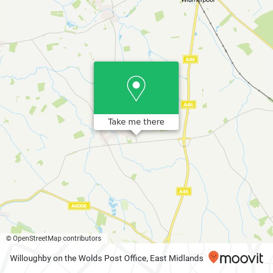 Willoughby on the Wolds Post Office map
