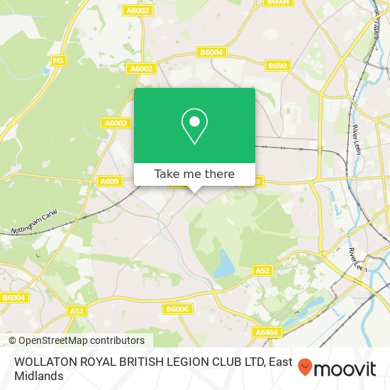 WOLLATON ROYAL BRITISH LEGION CLUB LTD map