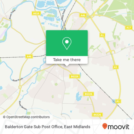 Balderton Gate Sub Post Office map