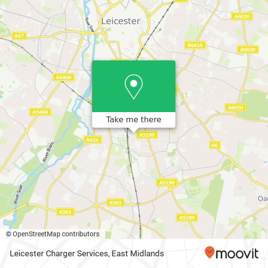 Leicester Charger Services map