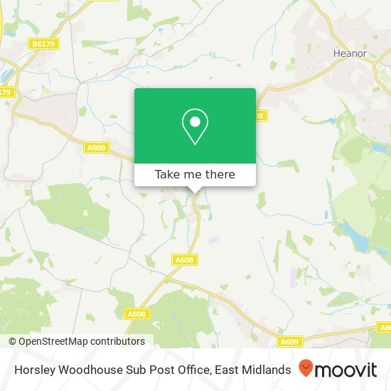 Horsley Woodhouse Sub Post Office map