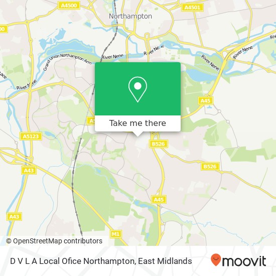 D V L A Local Ofice Northampton map