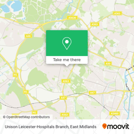 Unison Leicester-Hospitals Branch map