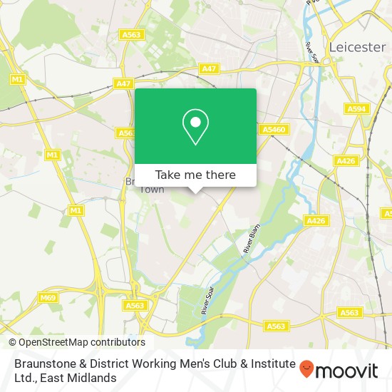 Braunstone & District Working Men's Club & Institute Ltd. map