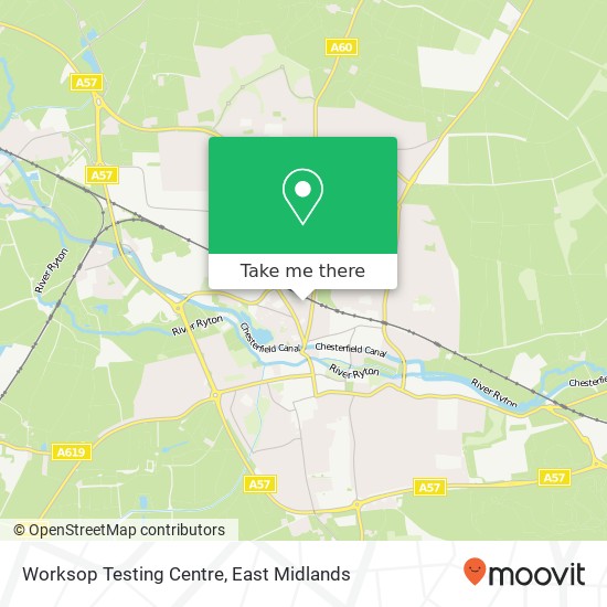 Worksop Testing Centre map