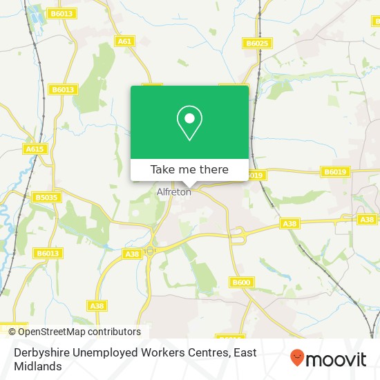 Derbyshire Unemployed Workers Centres map