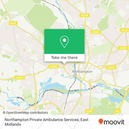 Northampton Private Ambulance Services map