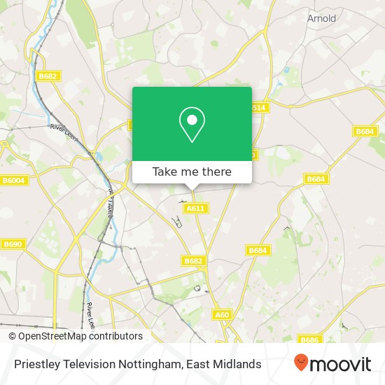 Priestley Television Nottingham map
