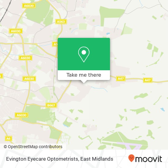 Evington Eyecare Optometrists map