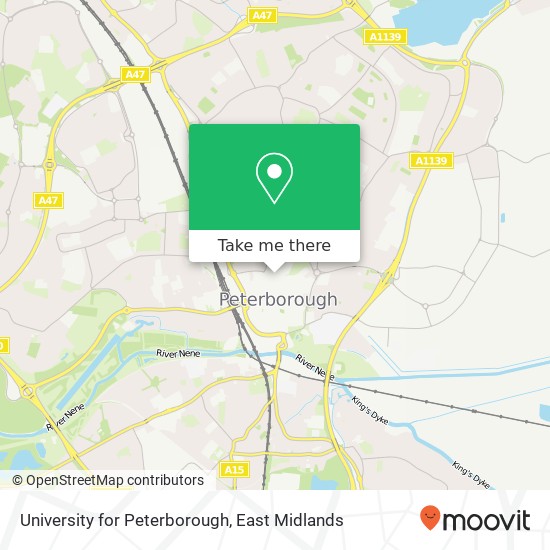 University for Peterborough map