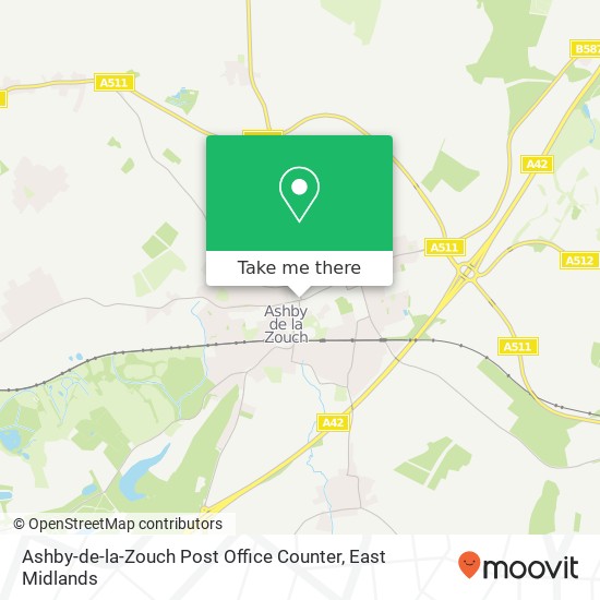 Ashby-de-la-Zouch Post Office Counter map