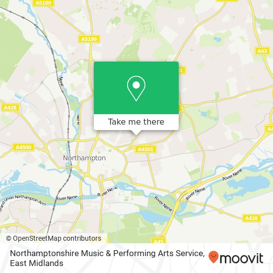 Northamptonshire Music & Performing Arts Service map