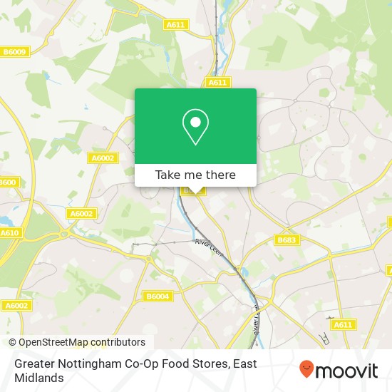 Greater Nottingham Co-Op Food Stores map