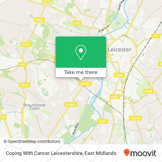 Coping With Cancer Leicestershire map