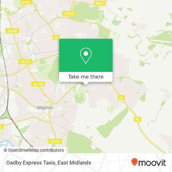 Oadby Express Taxis map