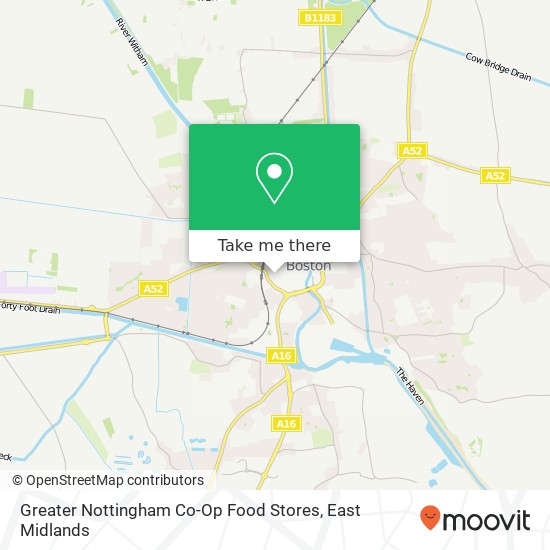 Greater Nottingham Co-Op Food Stores map